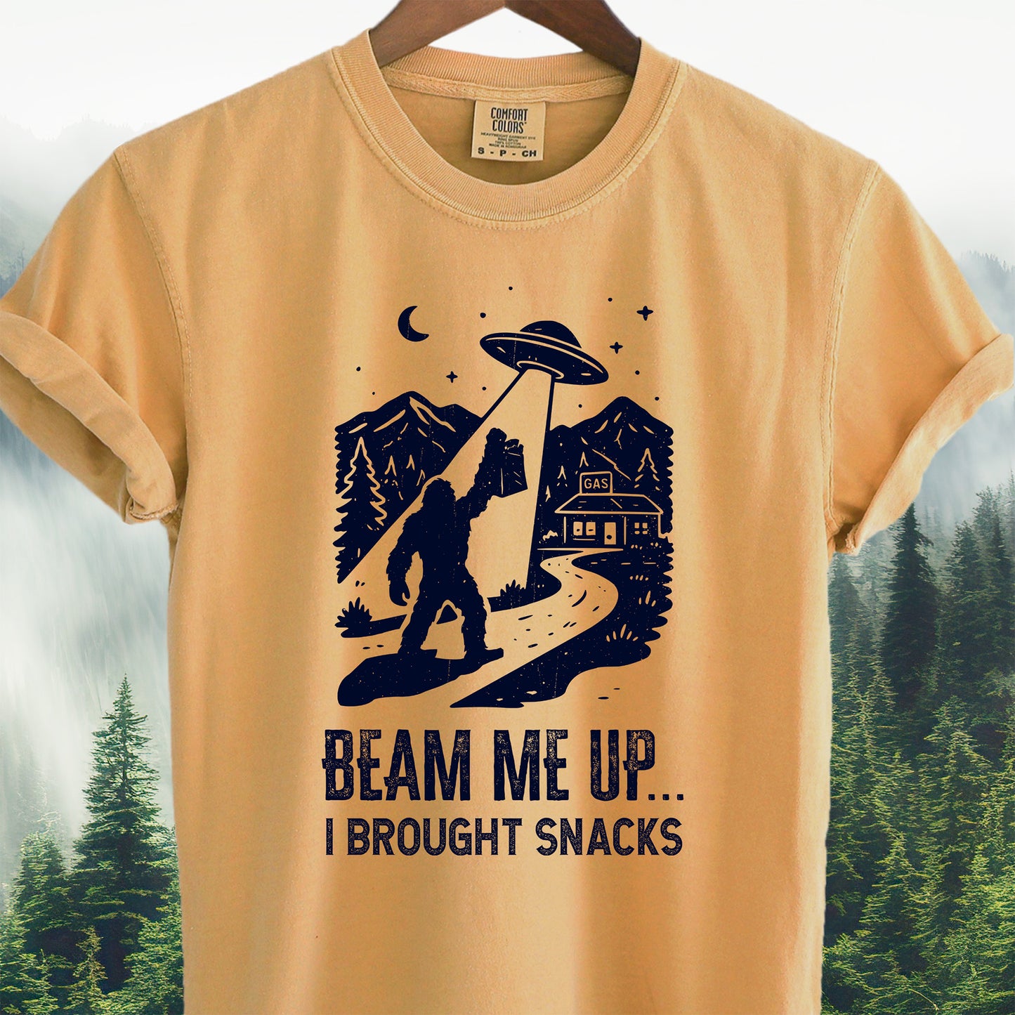 Beam Me Up, Brought Snacks - Bigfoot Tee