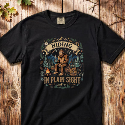 "Hiding In Plain Sight" Forest Design  –  Retro Bigfoot Tee