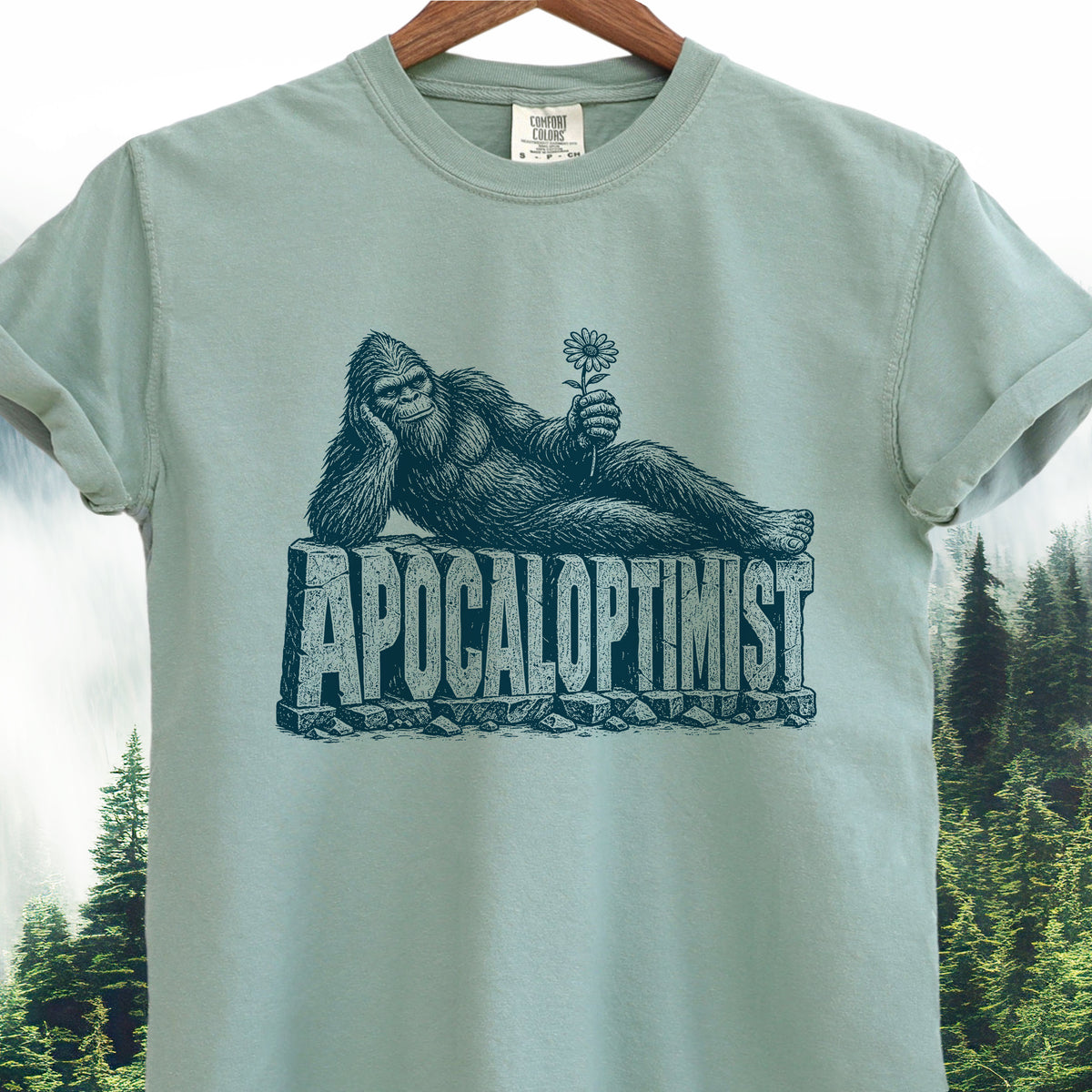 Apocaloptimist Vintage Bigfoot Reclining — Bigfoot Tee