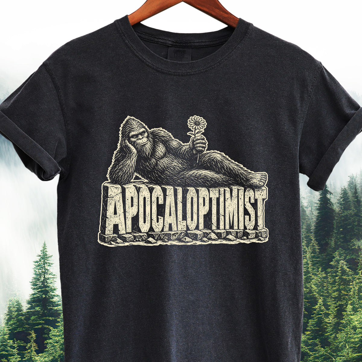 Apocaloptimist Vintage Bigfoot Reclining — Bigfoot Tee