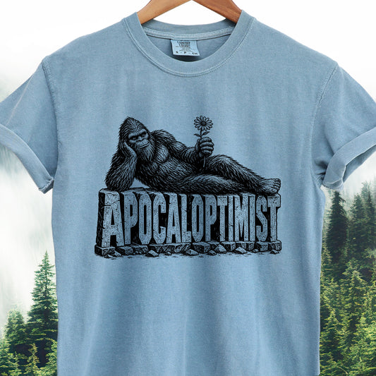 Apocaloptimist Vintage Bigfoot Reclining — Bigfoot Tee