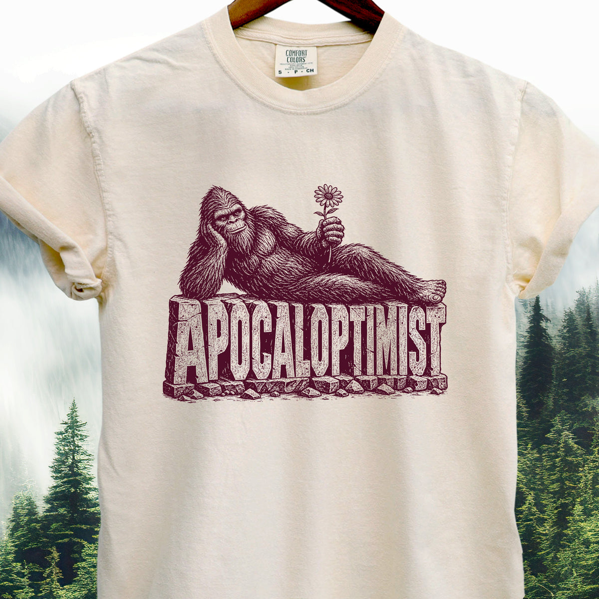 Apocaloptimist Vintage Bigfoot Reclining — Bigfoot Tee