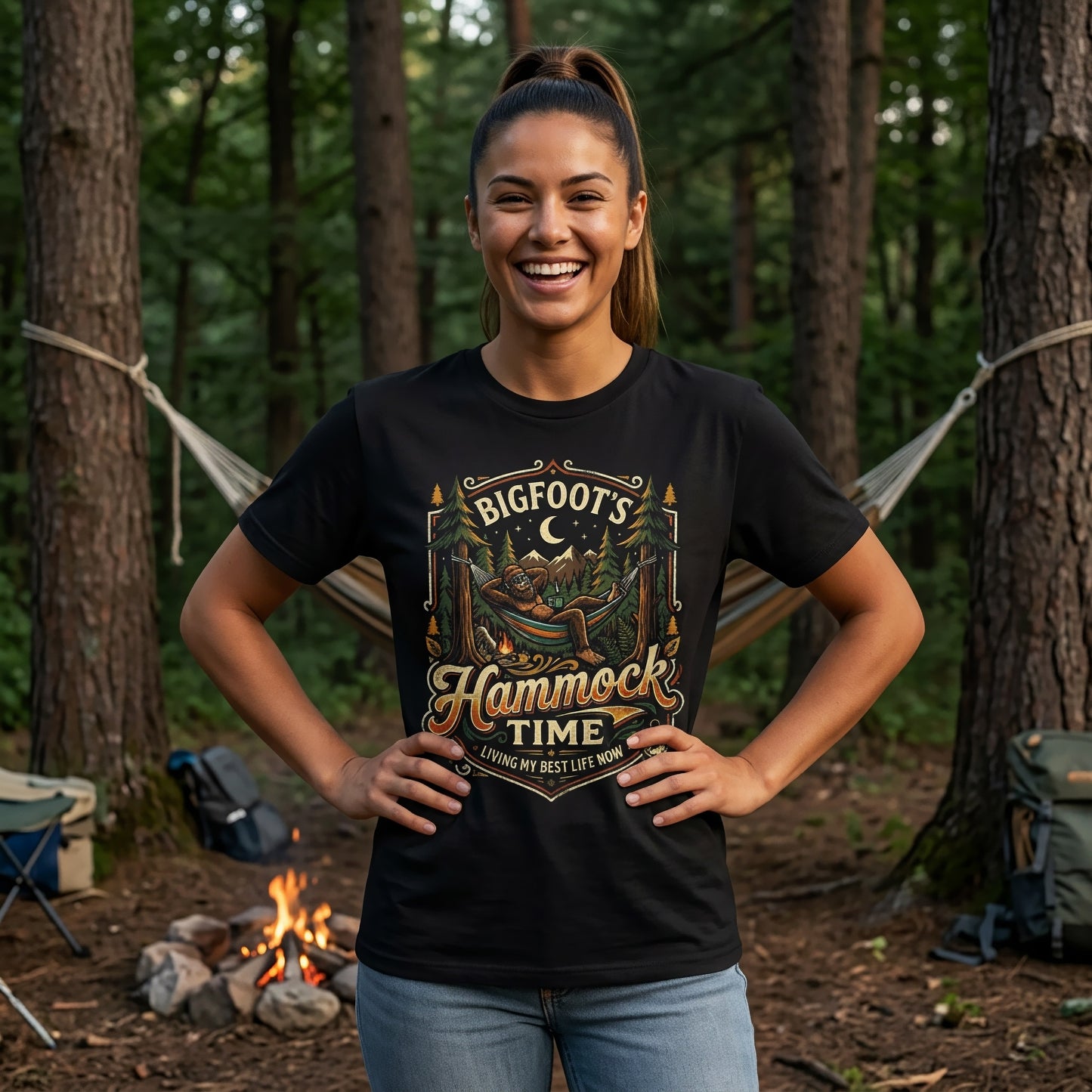 Bigfoot's Hammock Time – Retro  Bigfoot Tee