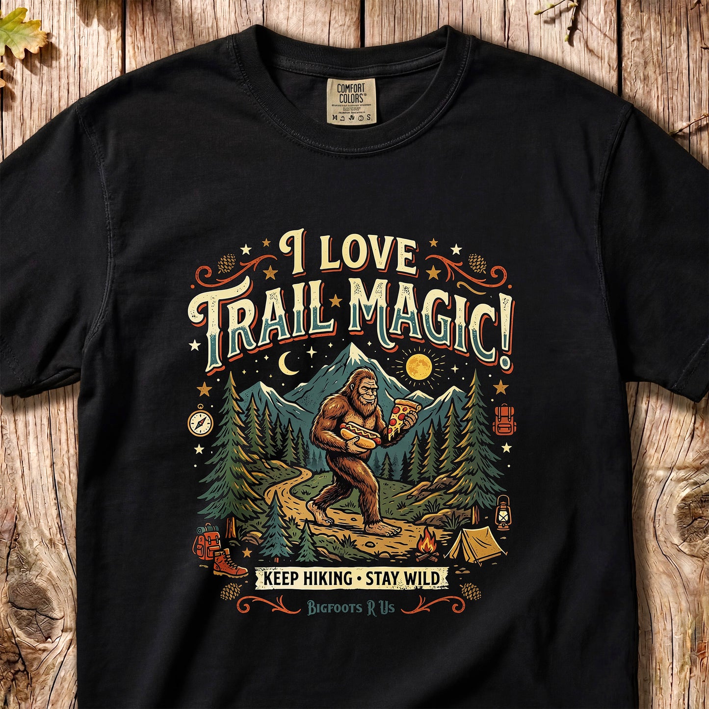 Trail Magic Hiking T-Shirt — Retro Bigfoot Tee