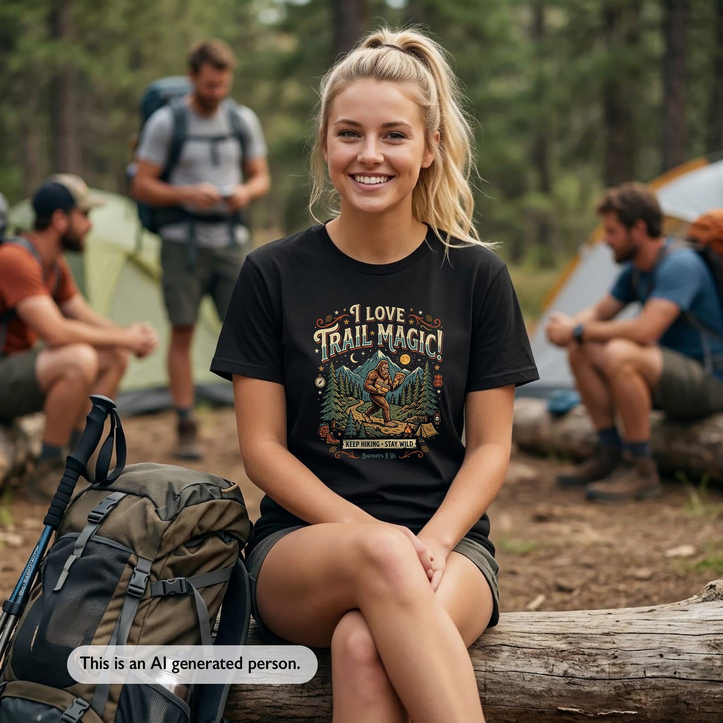 Trail Magic Hiking T-Shirt — Retro Bigfoot Tee