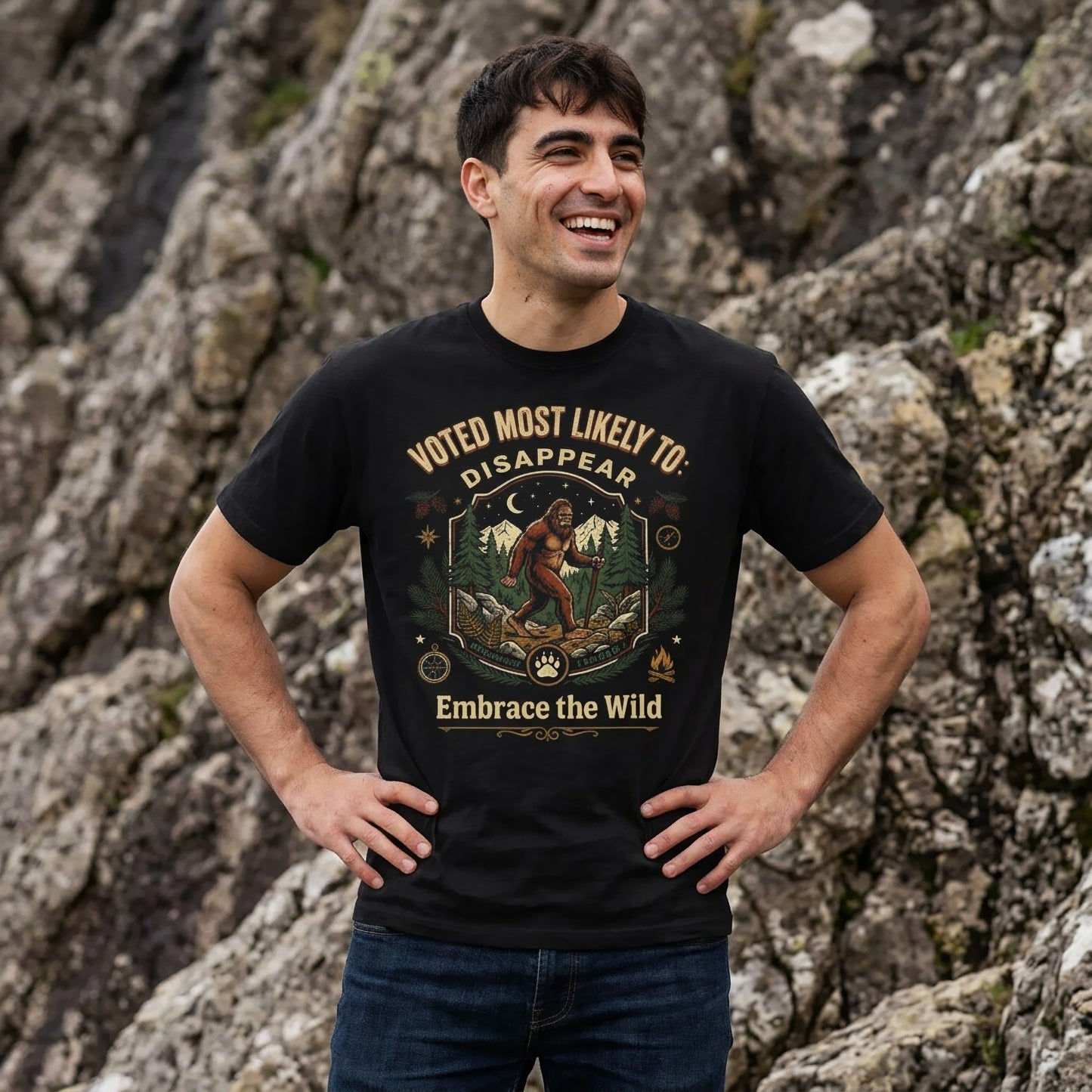 "Voted Most Likely to Disappear" — Retro Bigfoot Tee