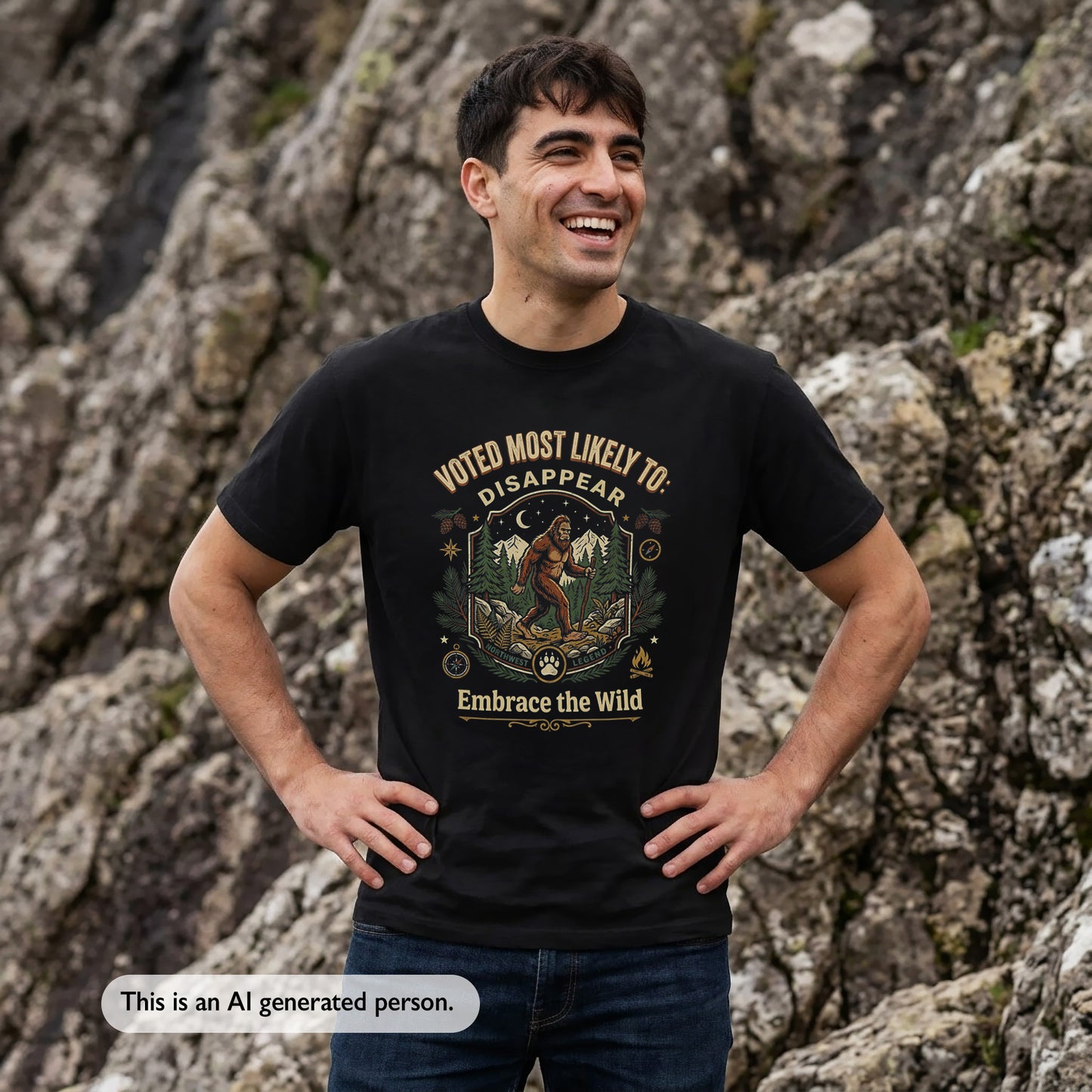 "Voted Most Likely to Disappear" — Retro Bigfoot Tee