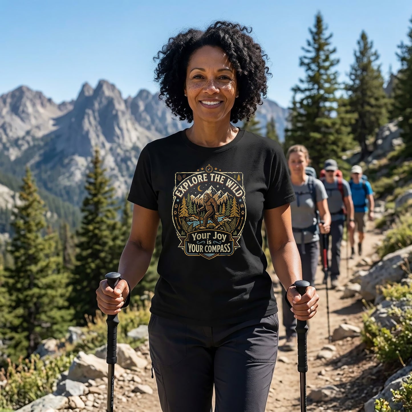 Explore The Wild, Your Joy Is Your Compass –––  Bigfoot Retro Tee